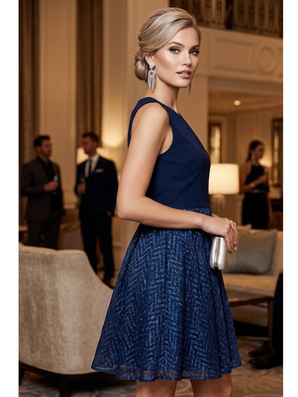 Rachel Rachel Roy Navy Blue Textured Mini Dress